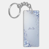 Porte-clés Fleurs Ornées Bleues avec Perles (Devant gauche)