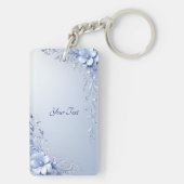 Porte-clés Fleurs Ornées Bleues avec Perles (Dos)