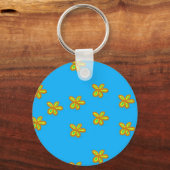 Porte-clés fleurs peintes en bleu (Recto)