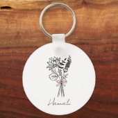 Porte-clés Fleurs Personnalisées Pour Demoiselle d'Honneur (Recto)