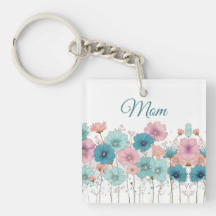 Porte-clés Fleurs printanières vintage pour maman