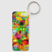 Porte-clés Fleurs psychédéliques Abstraites (Verso)