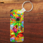 Porte-clés Fleurs psychédéliques Abstraites (Verso)