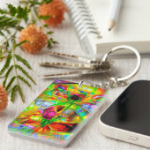 Porte-clés Fleurs psychédéliques Abstraites (Devant droit)