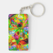 Porte-clés Fleurs psychédéliques Abstraites (Dos)
