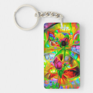 Porte-clés Fleurs psychédéliques Abstraites