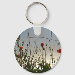 Porte-clés Fleurs - quatre pavots rouges
