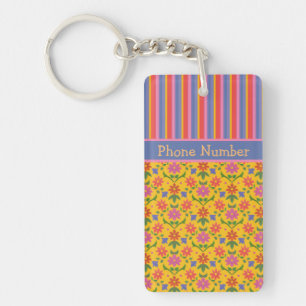 Porte-clés Fleurs Rangoli, Porte - clé de rayures pour person