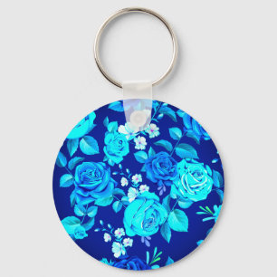 Porte-clés Fleurs Rose bleu classique Motif-876