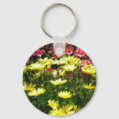 Porte-clés Fleurs rose et jaune - (Recto)