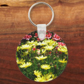 Porte-clés Fleurs rose et jaune - (Recto)
