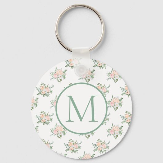 Porte-clés Fleurs rose monogramme (Recto)