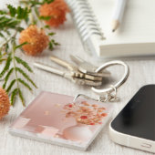 Porte-clés Fleurs Rose Pâle  (Devant Droit)