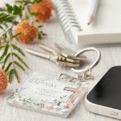 Porte-clés Fleurs rose pâle baptême vert gardien porte - clé (Devant Droit)