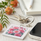 Porte-clés Fleurs roses (Devant Droit)