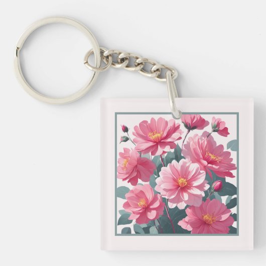 Porte-clés Fleurs roses (Devant)