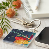 Porte-clés Fleurs roses-17250 (Devant Droit)