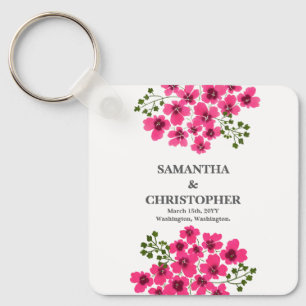 Porte-clés Fleurs roses à l'aquarelle-53431