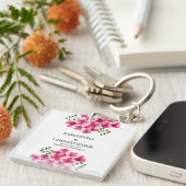 Porte-clés Fleurs roses à l'aquarelle-53431 (Devant Droit)