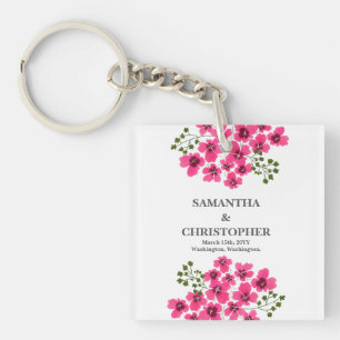 Porte-clés Fleurs roses à l'aquarelle-53431