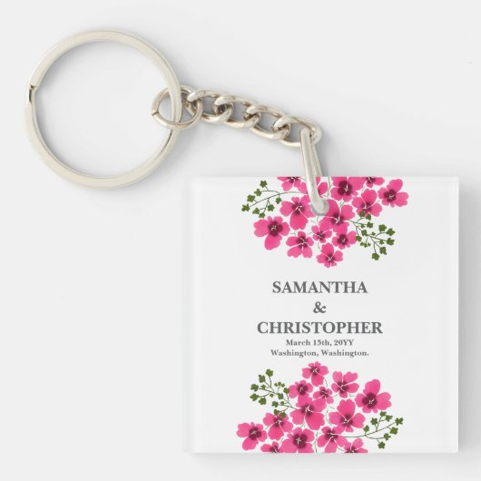 Porte-clés Fleurs roses à l'aquarelle-53431 (Devant)