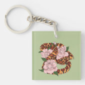 Porte-clés Fleurs roses du serpent de maïs vert (Devant)