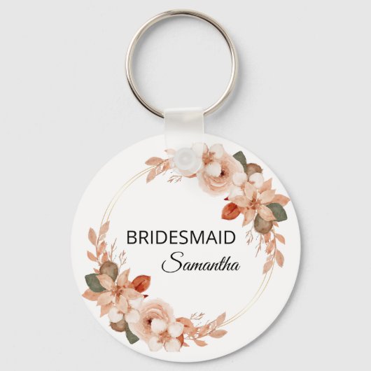 Porte-clés Fleurs roses élégantes Floral Nom personnalisé Bri (Recto)
