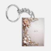 Porte-clés Fleurs Roses et Blanches Douces (Devant gauche)