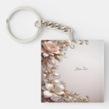 Porte-clés Fleurs Roses et Blanches Douces