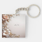 Porte-clés Fleurs Roses et Blanches Douces (Dos)