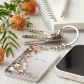 Porte-clés Fleurs Roses et Blanches Douces (Devant droit)