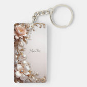Porte-clés Fleurs Roses et Blanches Douces (Dos)