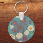 Porte-clés Fleurs roses et blanches rétro (Recto)