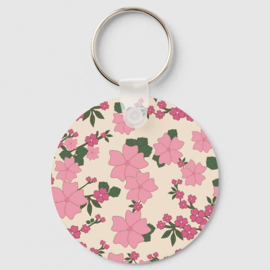 Porte-clés Fleurs Roses Fille Assez Mignonne (Recto)