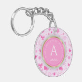 Porte-clés Fleurs roses mignonnes Motif, Fille Flore design (Devant gauche)