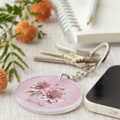 Porte-clés Fleurs Roses Modernes (Devant droit)