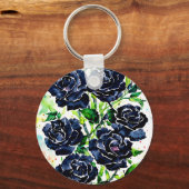 Porte-clés Fleurs Roses noires Goth Art peinture aquarelle (Recto)