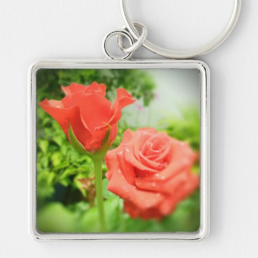 Porte-clés Fleurs Roses romantiques (Devant)