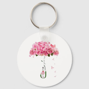 Porte-clés Fleurs roses Ruban Lutte de sensibilisation au can