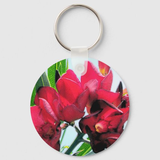 Porte-clés Fleurs rouges (Recto)