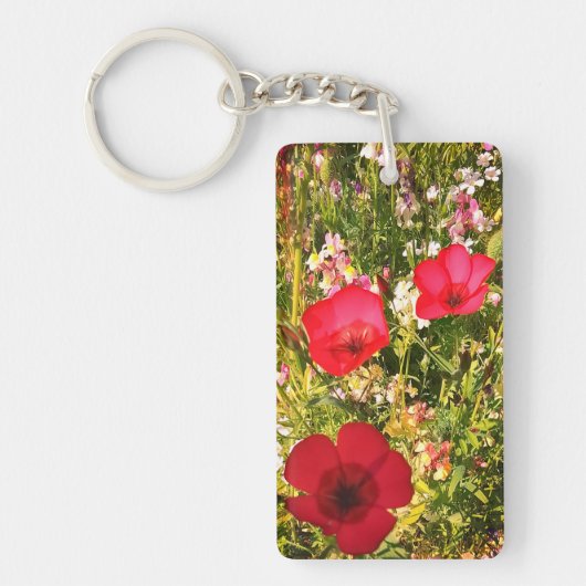 Porte-clés Fleurs rouges (Devant)