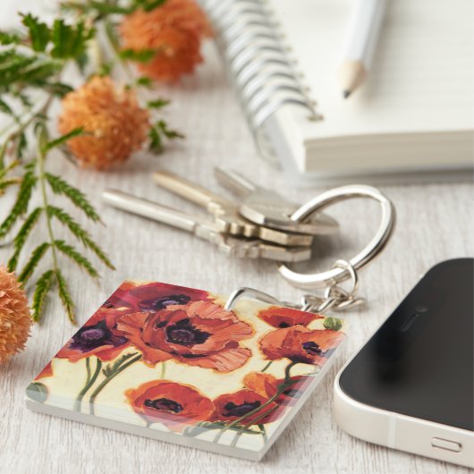 Porte-clés Fleurs rouges (Devant Droit)