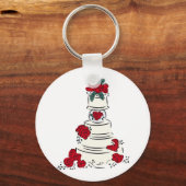 Porte-clés Fleurs rouges de gâteaux mariages (Recto)