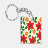 Porte-clés Fleurs rouges et orange avec feuilles vertes (Devant gauche)