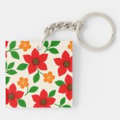 Porte-clés Fleurs rouges et orange avec feuilles vertes (Dos)
