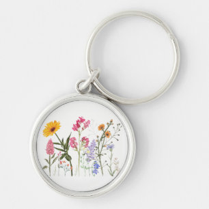 Porte-clés Fleurs sauvages, Botanique Vintage, Pastel Floral