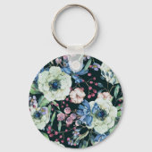 Porte-clés Fleurs sauvages d'anémones : Motif d'aquarelle Vin (Verso)