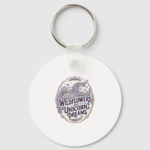 Porte-clés Fleurs sauvages de licorne et rêves de licorne POD