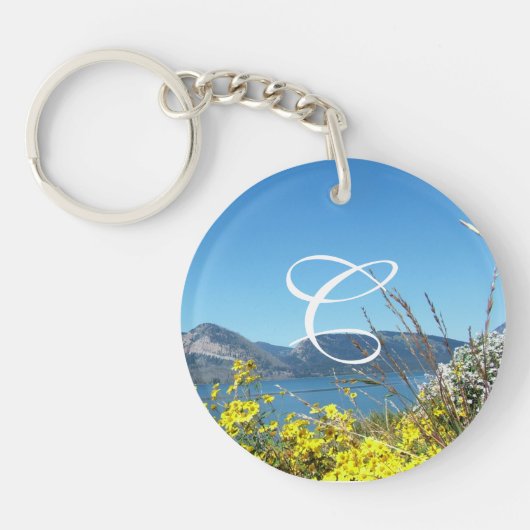 Porte-clés fleurs sauvages et monogramme du lac (Devant)