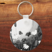 Porte-clés Fleurs sauvages noires et blanches (Recto)